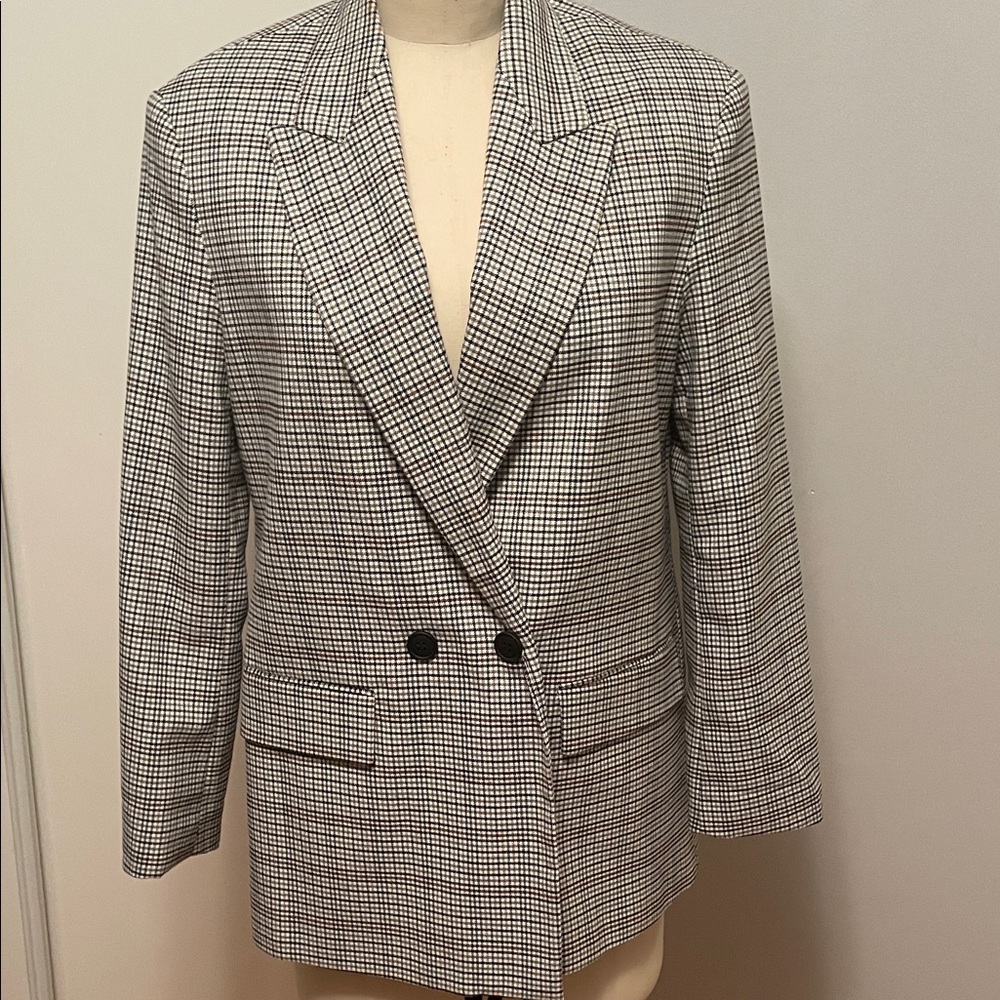 Zara Black Brown and White Houndstooth Blazer